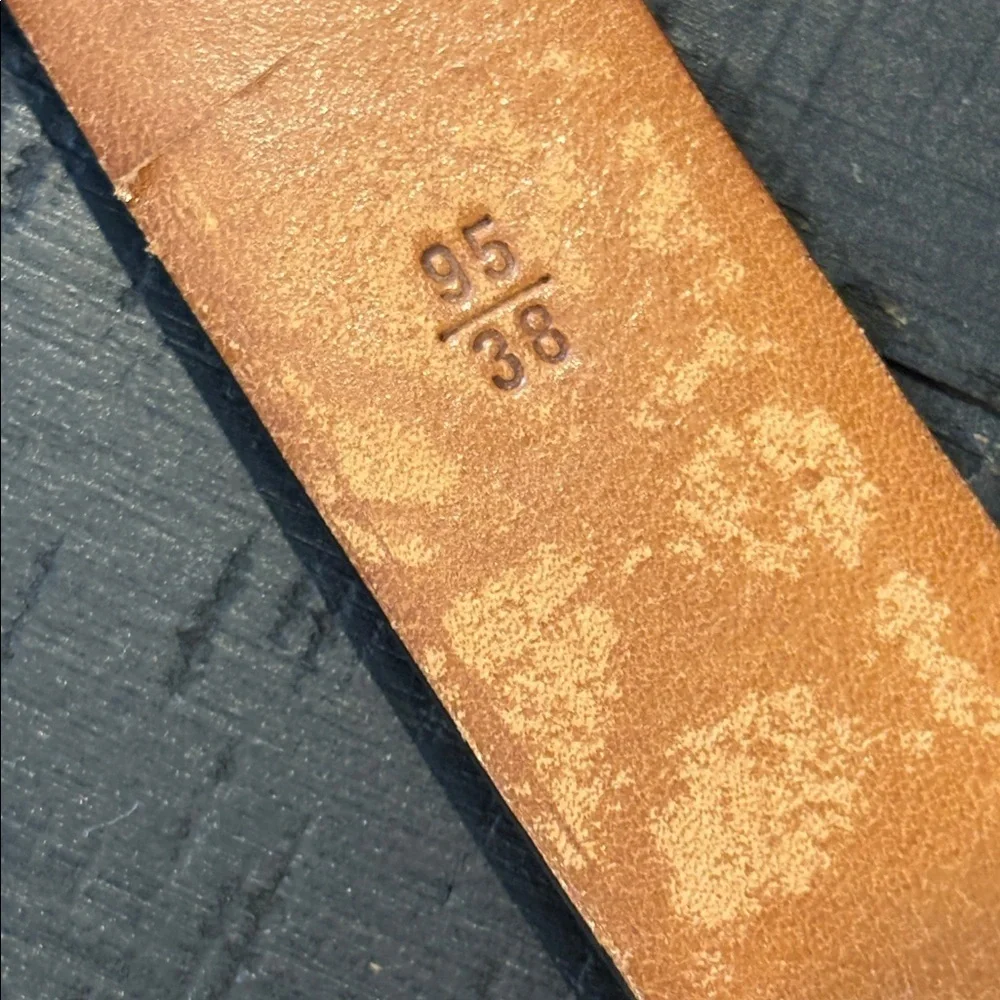 Martin Dingman Black Calfskin Leather Belt with Gold Brass Buckle Size 38